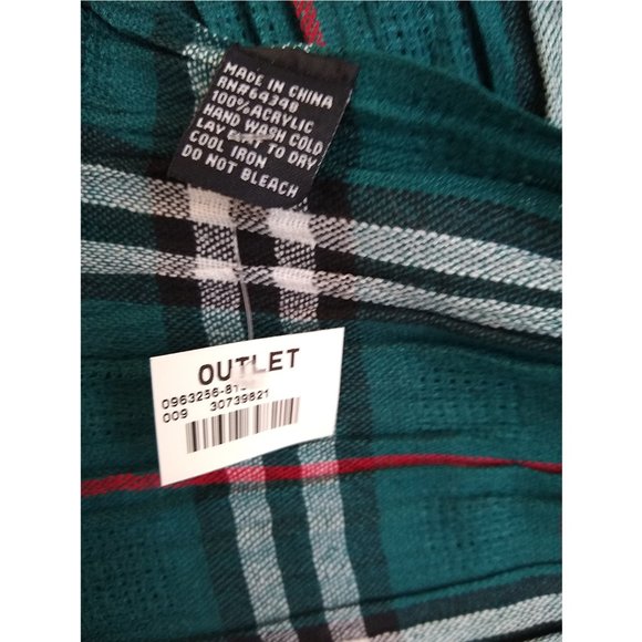 Plaid Tartan Pleated Neck SCARF Green Red White Black Classic Preppy Winter - Picture 8 of 8